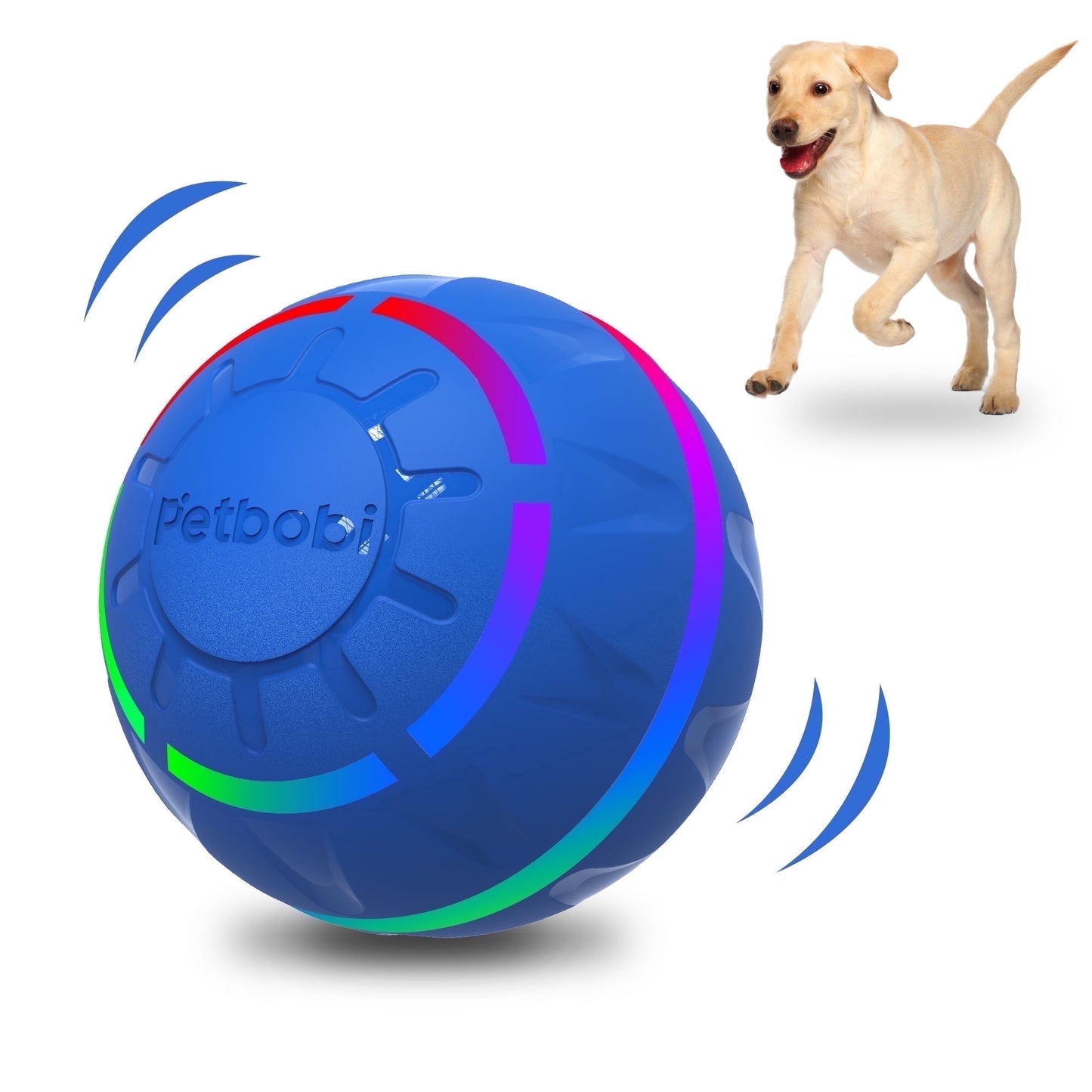 Interactive Toy Dog Ball, Active Rolling Ball for Dogs with Flashing LED Light, Moving Bouncing Toy Ball