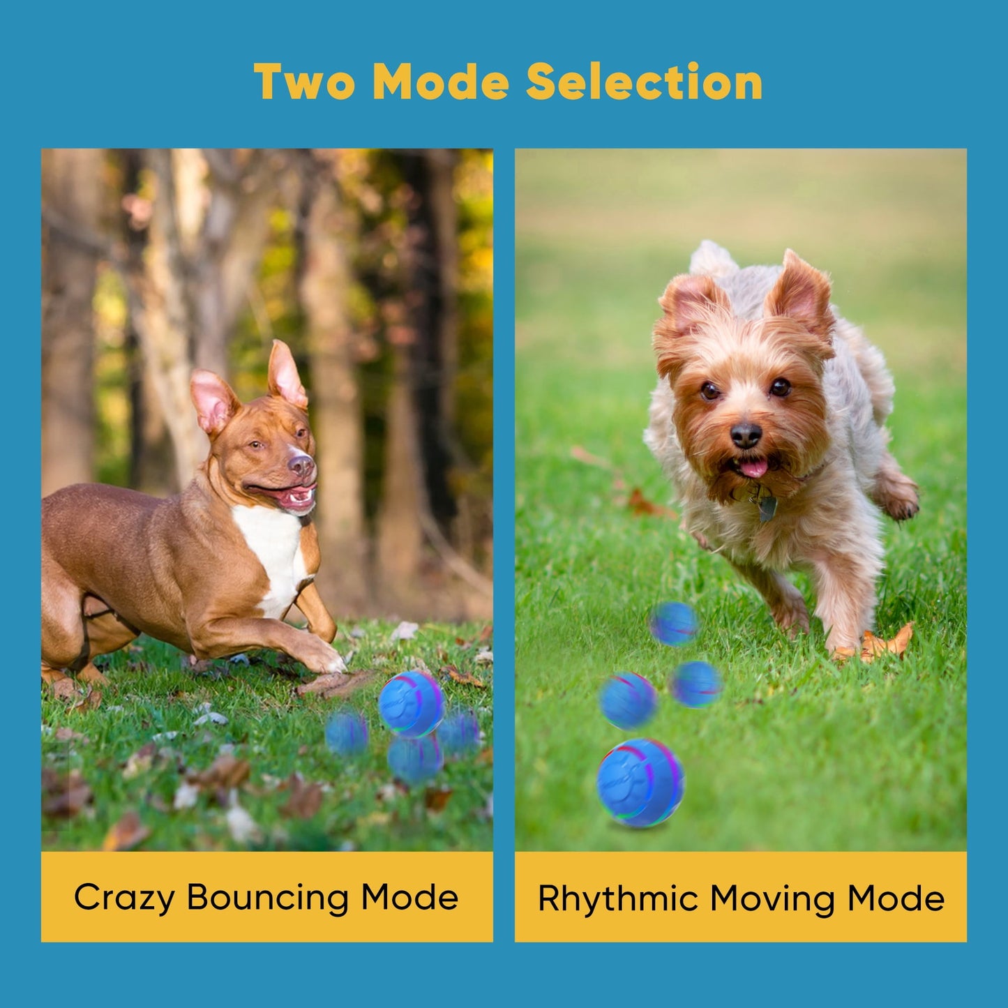 Interactive Toy Dog Ball, Active Rolling Ball for Dogs with Flashing LED Light, Moving Bouncing Toy Ball