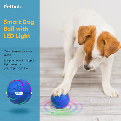 Interactive Toy Dog Ball, Active Rolling Ball for Dogs with Flashing LED Light, Moving Bouncing Toy Ball