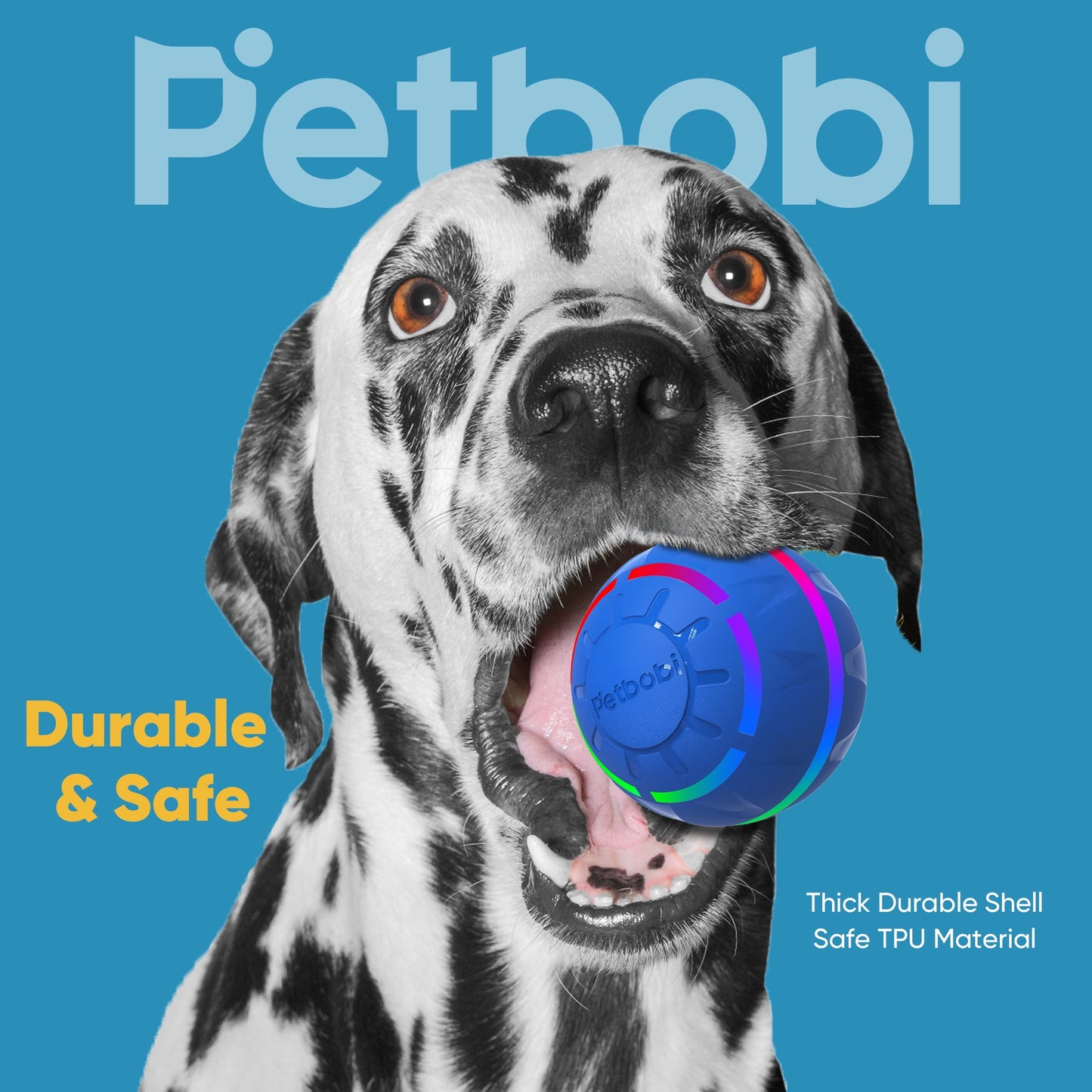 Interactive Toy Dog Ball, Active Rolling Ball for Dogs with Flashing LED Light, Moving Bouncing Toy Ball